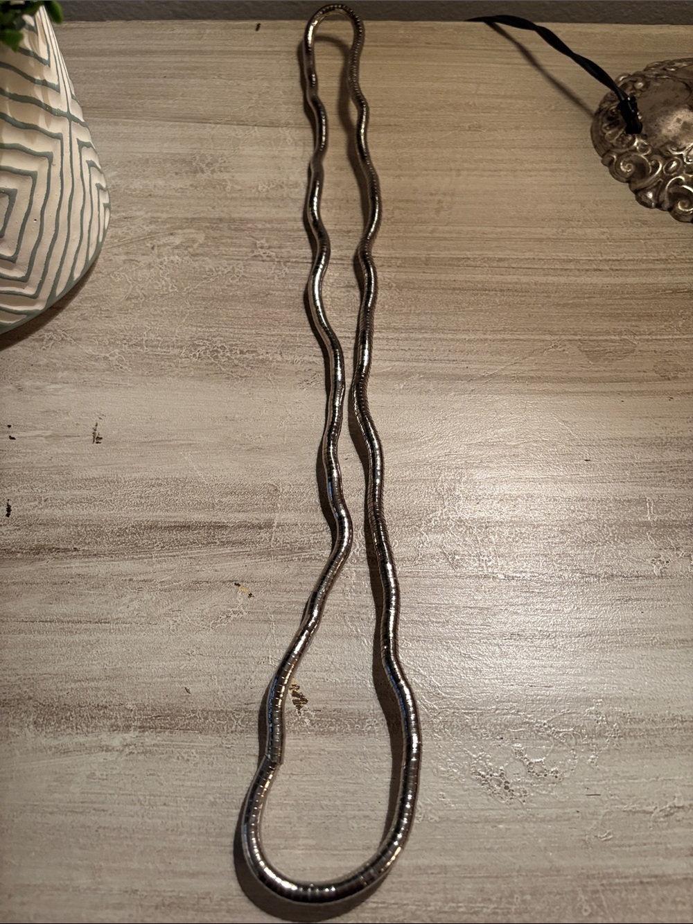 Multi-Strand Sculptural Silver Snake Chain Necklace. Art Deco - Picture 4 of 5